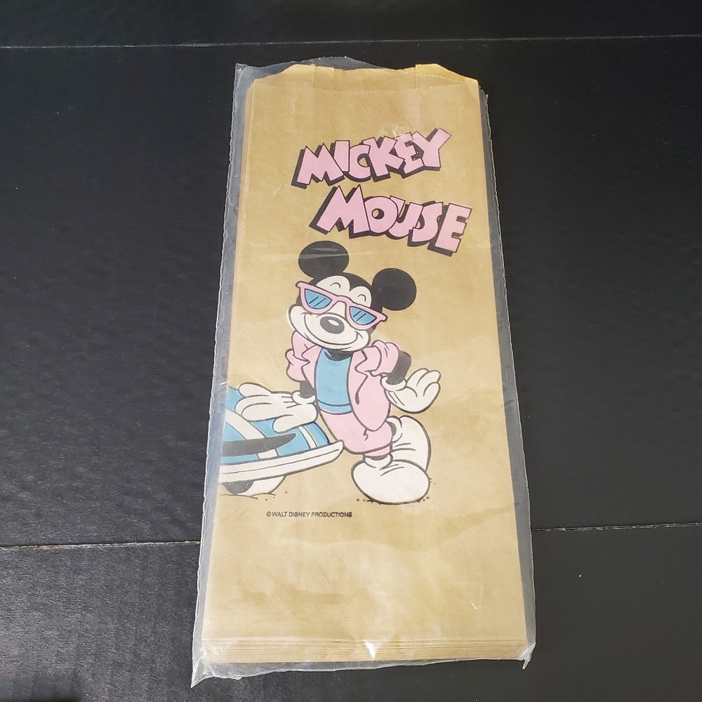 Vintage Mickey Mouse With Sunglasses Paper Lunch Bags 15‎ Ct. Carrousel Products